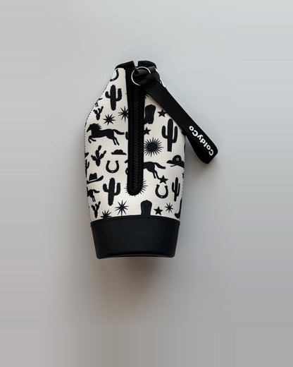 ColdyCo Western Print carrier laid flat, showing the full-length zip and rubber base